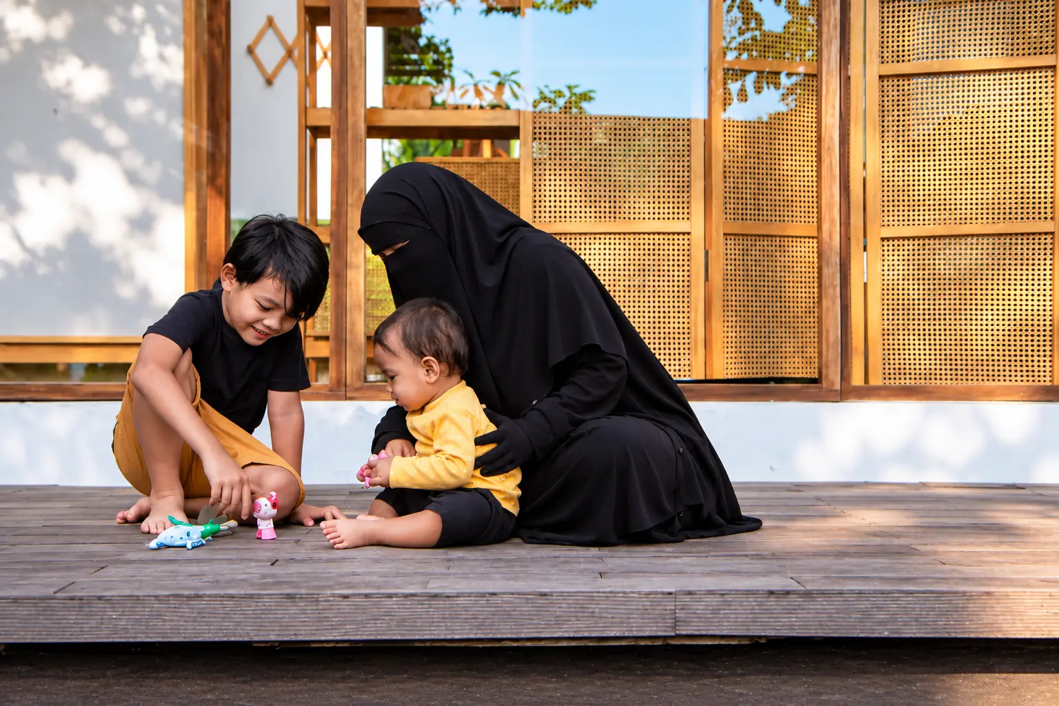 Family Moments on a Sunlit Porch - For Mothers